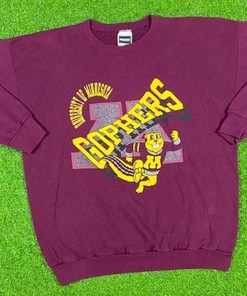 80's and 90's Rare Vintage University Of Minnesota Golden Gophers NCAA Crewneck Sweatshirt Football, Great Collection