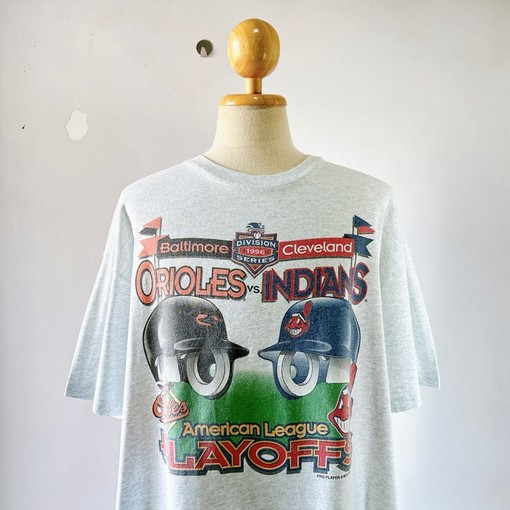 90S Cleveland Indians Vs Baltimore Orioles MLB Baseball Tee for Sports Fans - Image 2