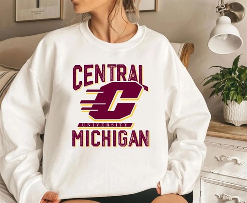 90s Central Michigan University CMU Sweatshirt Hoodie Shirt, Retro CMU Apparel with College Shirts for Women