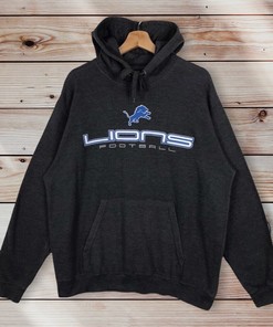 90s NFL Detroit Lions Football Pullover Hoodie Sweater Pullover Gift