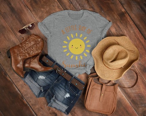 A Little Ray of Sunshine Unisex Tees with Shirts With Sayings Quote, Funny Women T-Shirt and Summer Tee - Image 3