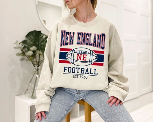 AFC Fan Shirt, NFL Shirt with Vintage New England Football Sweatshirt and NCAA Shirts for Men
