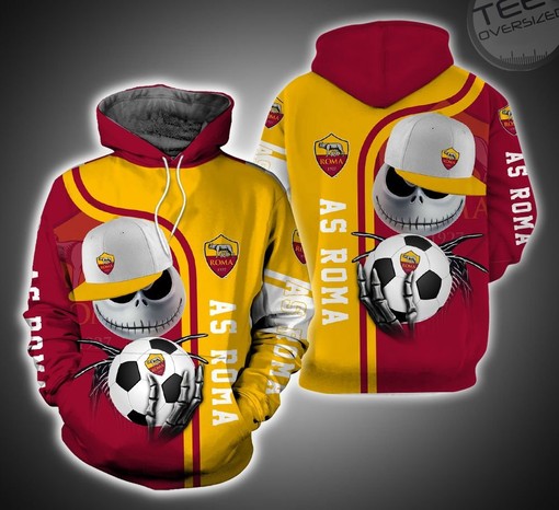 AS Roma and Jack Skellington Combination Full Print 3D Hoodie