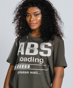 Abs Loading Please Wait Unisex Tees, Inspirational Quotes with Ladies Active Wear and Fitness Gym Quotes Tee