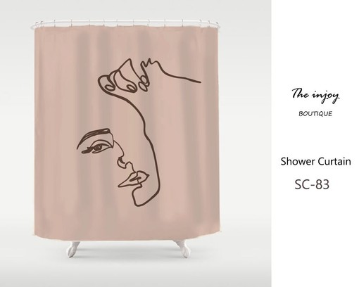 Abstrace Art Face Shower Curtain | Bohemian Bathroom Decor | Customizable | Waterproof & Washable