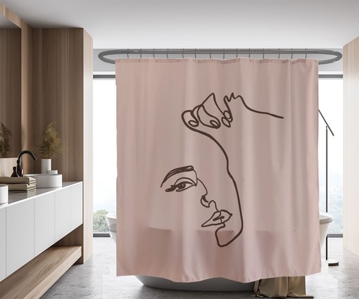 Abstrace Art Face Shower Curtain | Bohemian Bathroom Decor | Customizable | Waterproof & Washable - Image 2