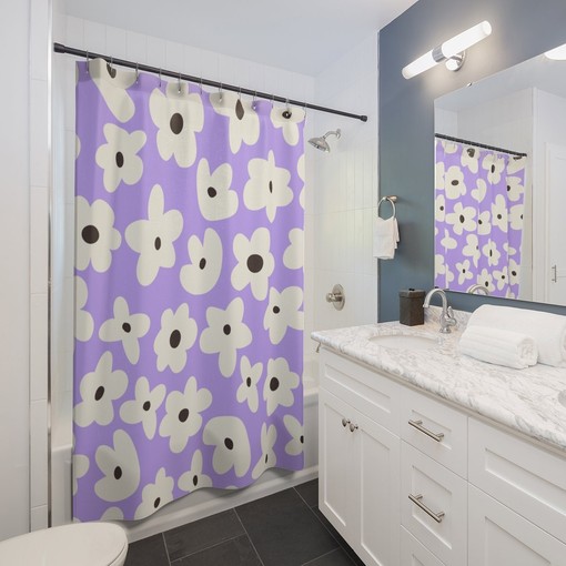 Abstract Art Modern Print Retro Shower Curtain: Funky Housewarming Gift Idea - Image 2