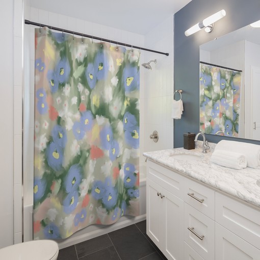 Abstract Art Print Shower Curtain for a Modern and Chic Bathroom Decor - Image 2