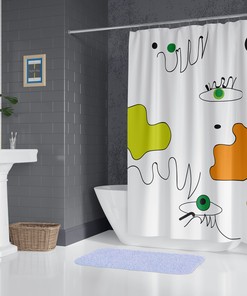 Abstract Art Shower Curtain - Farmhouse Bathroom Decor with Minimalist Boho Charm