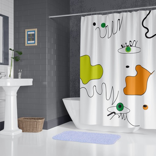 Abstract Art Shower Curtain - Farmhouse Bathroom Decor with Minimalist Boho Charm