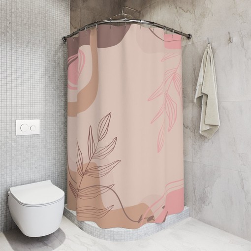 Abstract Art Shower Curtain with Neutral Warm Earth Tones, Modern Contemporary Design, Customizable Sizes - Image 2