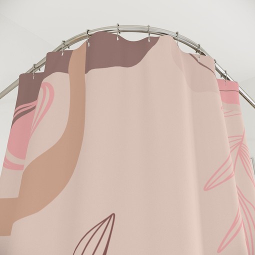 Abstract Art Shower Curtain with Neutral Warm Earth Tones, Modern Contemporary Design, Customizable Sizes - Image 4