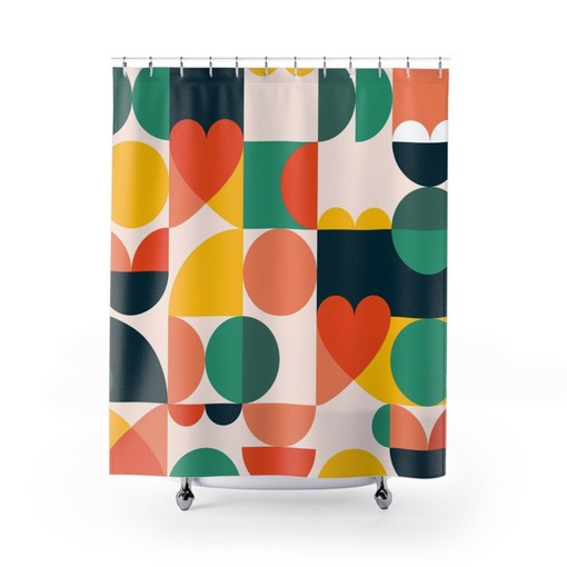 Abstract Art Shower Curtain with Unique Flower Design - Unique and Vibrant Bathroom Decor