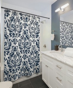 Abstract Baroque Shower Curtain with Vintage Bath Decor Touch