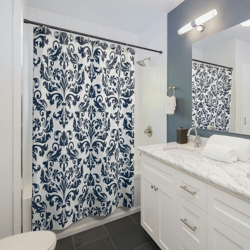 Abstract Baroque Shower Curtain with Vintage Bath Decor Touch