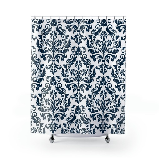 Abstract Baroque Shower Curtain with Vintage Bath Decor Touch - Image 2