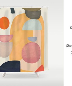 Abstract Boho Art Scene Shower Curtain, Perfect for a Fun and Playful Boho Style Bathroom