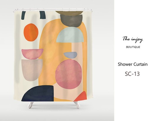 Abstract Boho Art Scene Shower Curtain, Perfect for a Fun and Playful Boho Style Bathroom