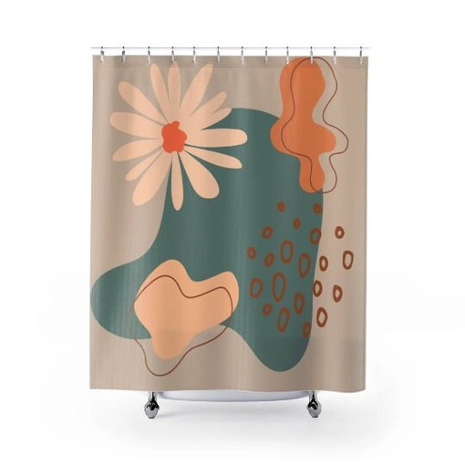 Abstract Boho Art Shower Curtain for MCM Bathroom - Image 3