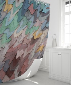 Abstract Boho Beach Shower Curtain Set with Travel Print