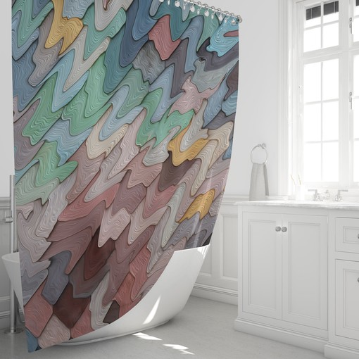 Abstract Boho Beach Shower Curtain Set with Travel Print