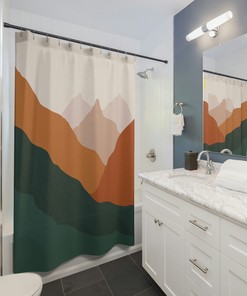 Abstract Boho Shower Curtain for Mid Century Modern and Nature Lover Bathroom Decor