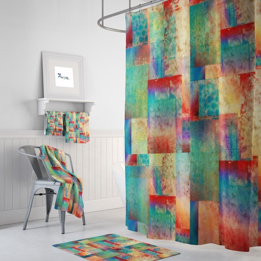 Abstract Boho Shower Curtain with Unique Print