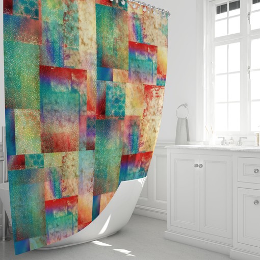 Abstract Boho Shower Curtain with Unique Print - Image 2