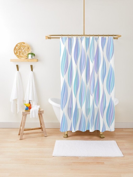 Abstract Floral Boho Shower Curtain - Unique Bathroom Decor - Eco-Friendly and Water-Resistant with Hooks - Image 2