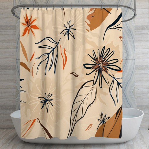 Abstract Floral Shower Curtain | Exotic Plant Bathroom Decor | Bohemian Bath Art | Customizable