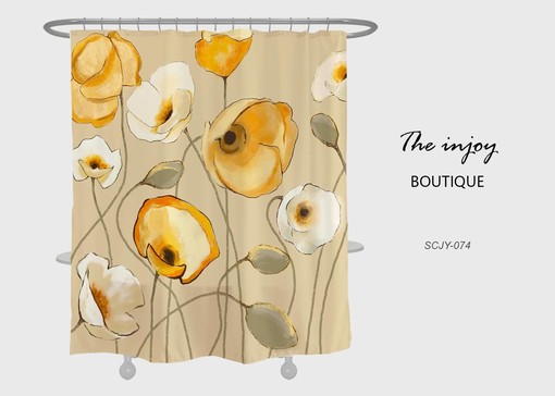 Abstract Flowers Shower Curtain with Art Floral Design for Your Bathroom Decoration