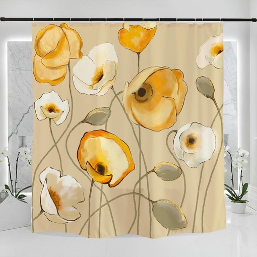 Abstract Flowers Shower Curtain with Art Floral Design for Your Bathroom Decoration - Image 2