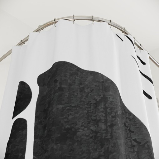 Abstract Geometric Black And White Shower Curtain, Modern Designer Curtain, Minimalist Bathroom Decor - Image 2