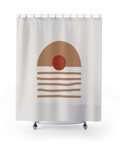 Abstract Geometric Earth Tones Shower Curtain / Modern Boho Bath Accessories & Decor / Rustic-Chic Bathroom Print