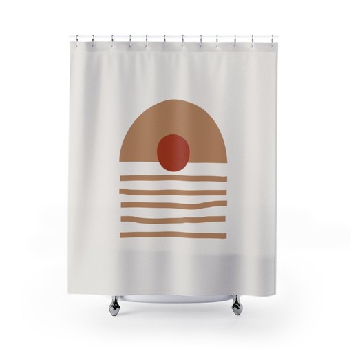 Abstract Geometric Earth Tones Shower Curtain / Modern Boho Bath Accessories & Decor / Rustic-Chic Bathroom Print