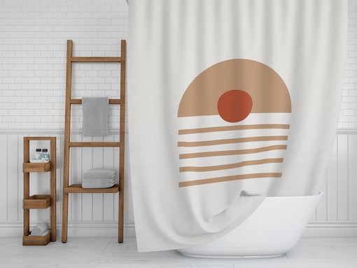 Abstract Geometric Earth Tones Shower Curtain / Modern Boho Bath Accessories & Decor / Rustic-Chic Bathroom Print - Image 2