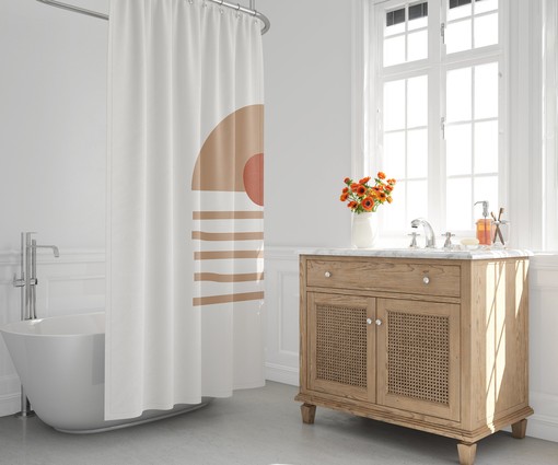 Abstract Geometric Earth Tones Shower Curtain / Modern Boho Bath Accessories & Decor / Rustic-Chic Bathroom Print - Image 3