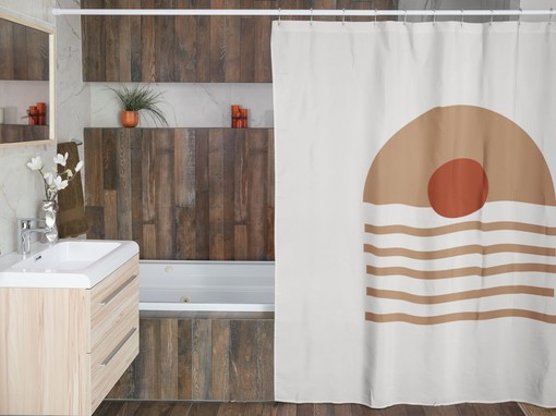 Abstract Geometric Earth Tones Shower Curtain / Modern Boho Bath Accessories & Decor / Rustic-Chic Bathroom Print - Image 4