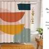 Abstract Geometric Pattern Shower Curtain, Pink and Orange Design, Waterproof Fabric Bath Curtain