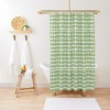 Abstract Green Shower Curtain - Eco-Friendly and Durable Design, Includes Hooks