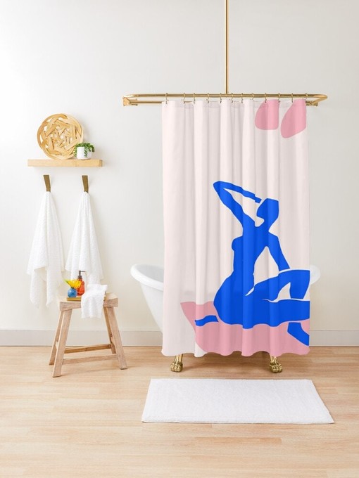 Abstract Matisse Shower Curtain - Modern Boho Bath Art with Eco-Friendly Material - Image 2