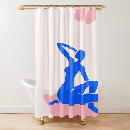 Abstract Matisse Shower Curtain - Modern Boho Bath Art with Eco-Friendly Material - Image 3