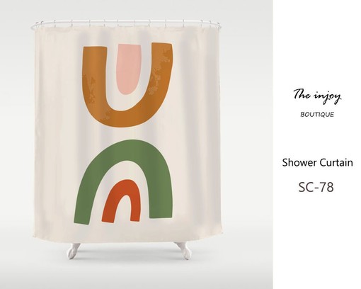 Abstract Rainbow Shower Curtain - Nordic Style Waterproof with Custom Sizes Available