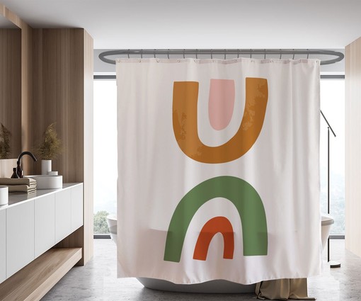 Abstract Rainbow Shower Curtain - Nordic Style Waterproof with Custom Sizes Available - Image 2