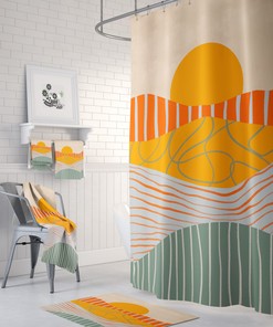 Abstract Shower Curtain with Stunning Sunset Scene