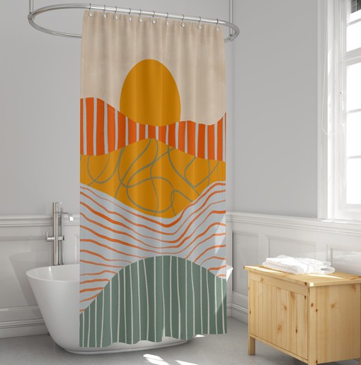 Abstract Shower Curtain with Stunning Sunset Scene - Image 2