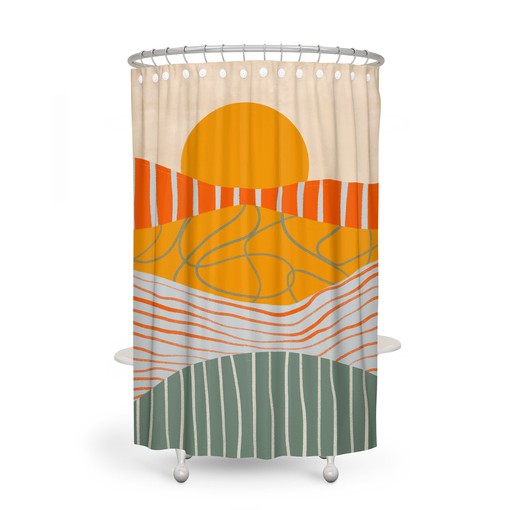 Abstract Shower Curtain with Stunning Sunset Scene - Image 3
