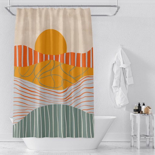 Abstract Shower Curtain with Stunning Sunset Scene - Image 4