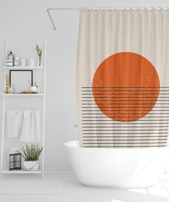 Abstract Vintage Sun Boho Shower Curtain - Eco-Friendly and Waterproof for Vintage Bathroom Decor