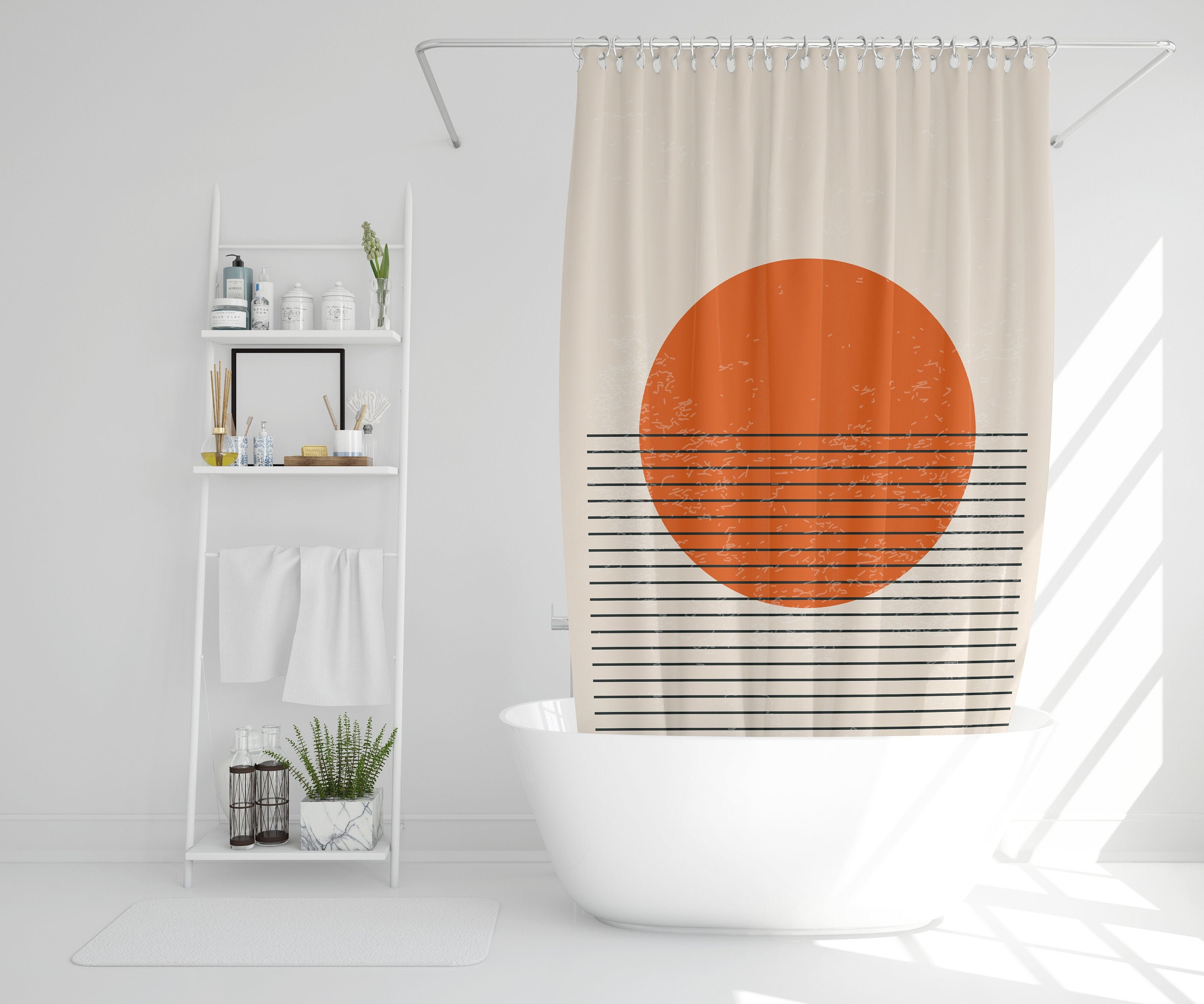 Abstract Vintage Sun Boho Shower Curtain - Eco-Friendly and Waterproof for Vintage Bathroom Decor